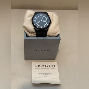 SKAGEN DENMARK SKW6576 Titanium Black On Black Steel Mesh Band Mens Wristwatch